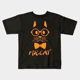 Orange Mr Cat Kids T-Shirt